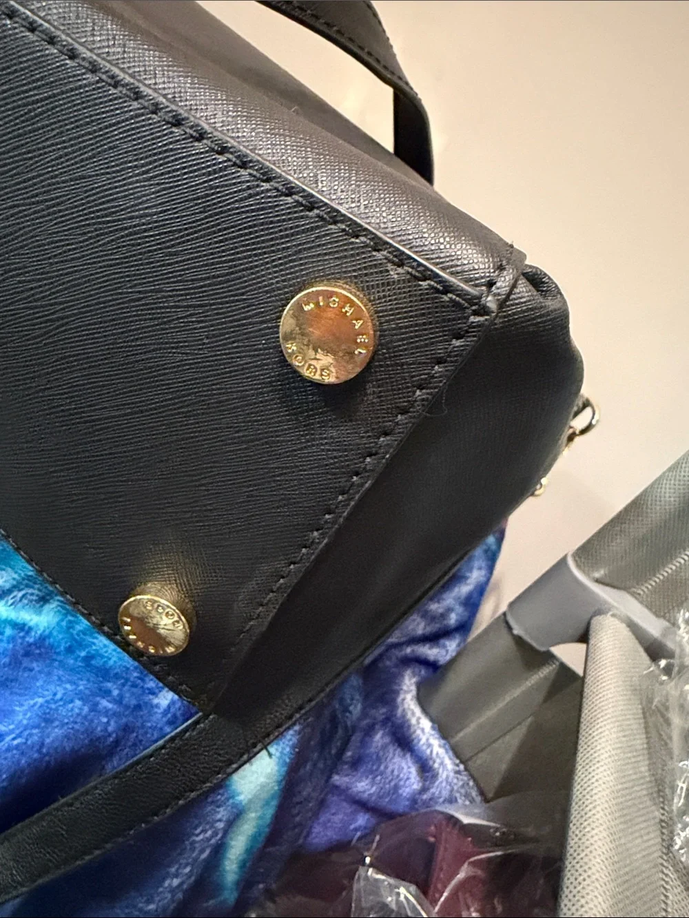 Michael Kors Black Leather Tote with Gold-Tone Lock - Picture 3 of 14